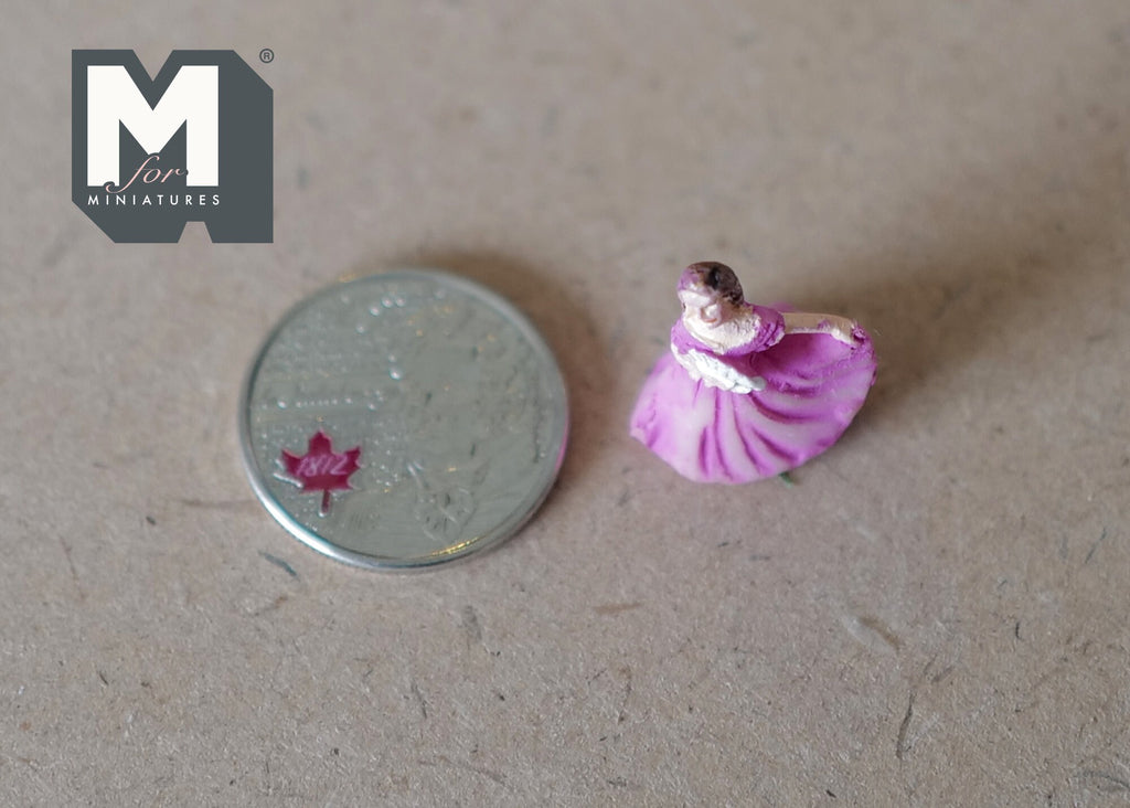 1:12 Dollhouse Miniature Figurine Dancing Lady, Lady in Cerise - B086