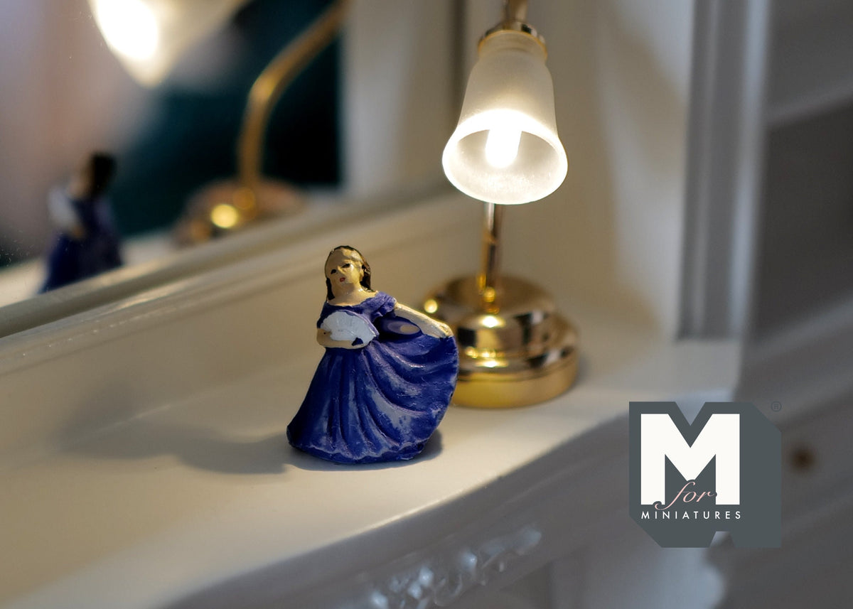 1:12 Scale Miniature Dancing Lady Figurine, 7/8 inch tall, DIY Dollhouse Supply (blue)