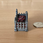 1:12 Scale Miniature Metal Fire Grate with Red Coals, Arched Back, 1-5/8 inch wide, DIY Dollhouse Supply (pewter)
