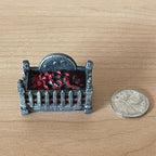 1:12 Scale Miniature Metal Fire Grate with Red Coals, Arched Back, 1-5/8 inch wide, DIY Dollhouse Supply (pewter)