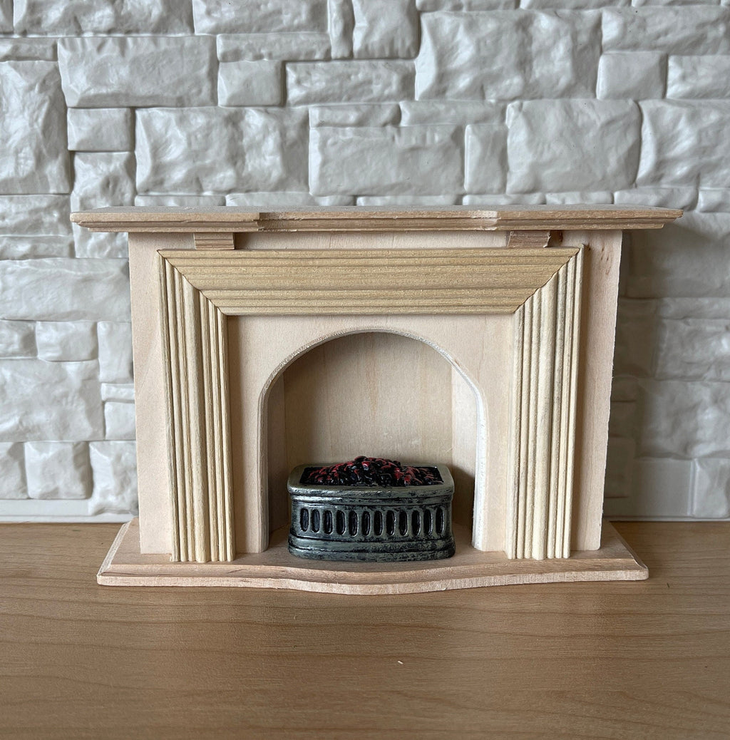 1:12 Miniature Fire Grate , Fireplace Grate , Dollhouse Firebox , Bowed Fire Grid , Fuel Grate , Fireplace Grill (cast resin) (gray)- F019