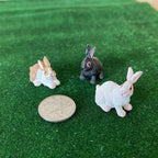 1:12 Scale Miniature Bunny Rabbit Figures, Set of 3, 1 inch long, DIY Dollhouse Supply (style B)