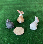 1:12 Scale Miniature Bunny Rabbit Figures, Set of 3, 1 inch long, DIY Dollhouse Supply (style C)