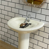 1:12 Dollhouse Miniature Round Sink with Faucet and Pedestal , Ceramic Sink Pedestal - C087