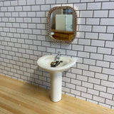 1:12 Dollhouse Miniature Round Sink with Faucet and Pedestal , Ceramic Sink Pedestal - C087