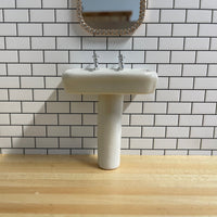 1:12 Dollhouse Miniature Rectangular Sink with Faucet and Pedestal , Ceramic Sink Pedestal - C087