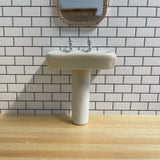 1:12 Dollhouse Miniature Rectangular Sink with Faucet and Pedestal , Ceramic Sink Pedestal - C087