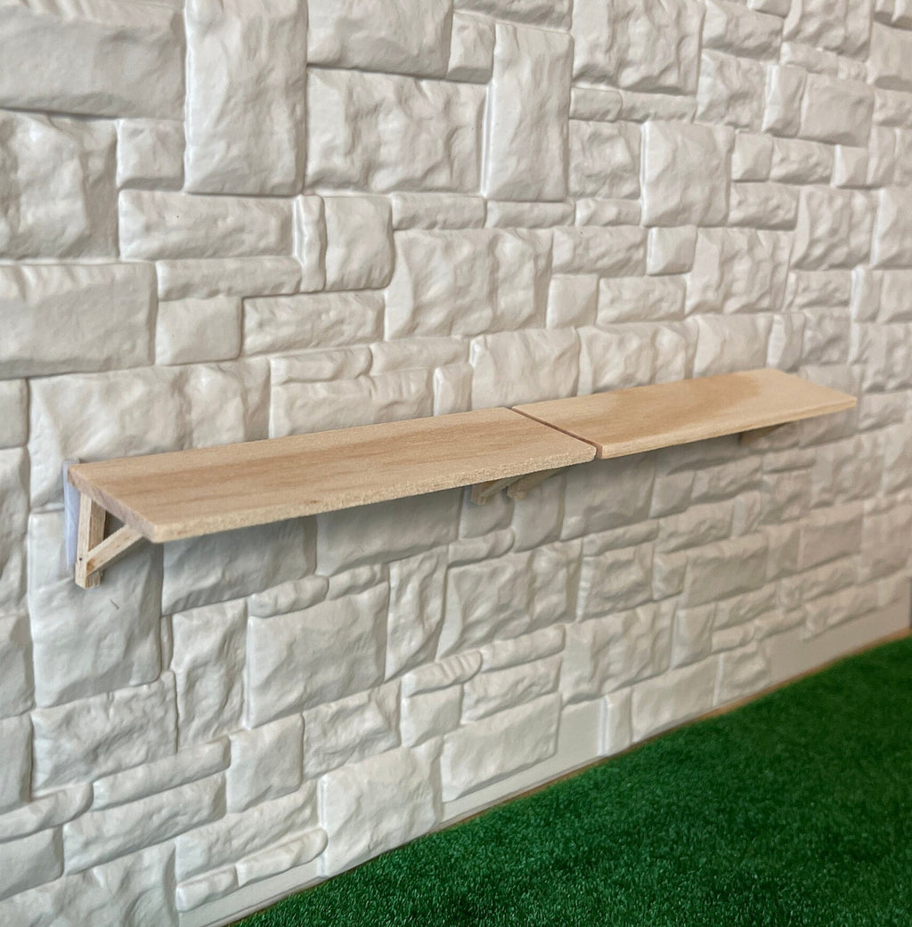 1:12 Scale Miniature Unpainted Wood Wall Shelves, Set of 2, 4-5/16 inch long, DIY Dollhouse Supply