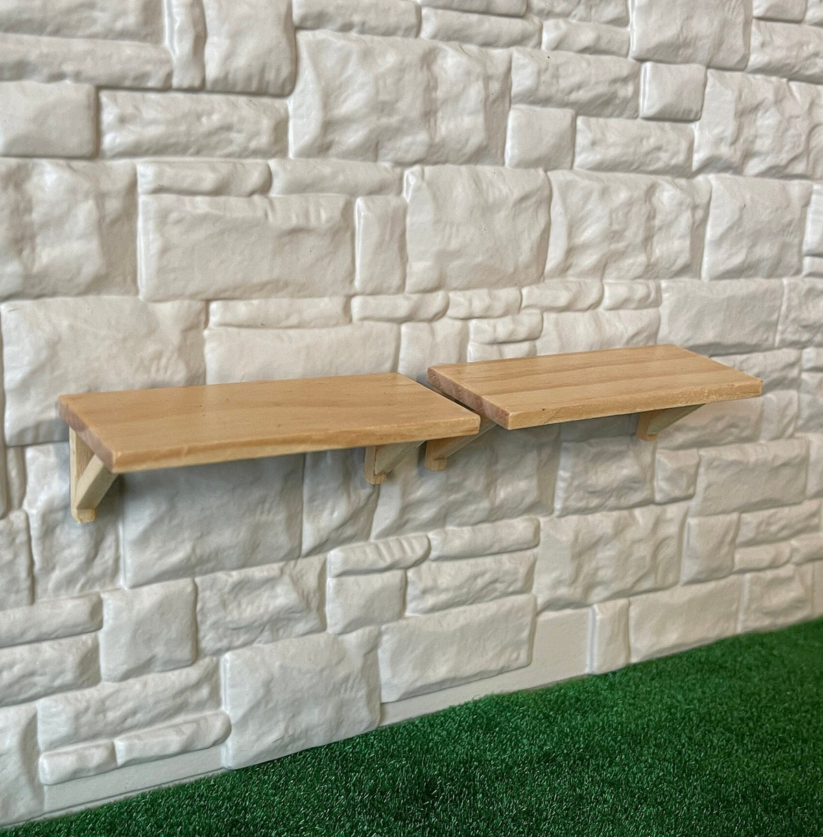 1:12 Scale Miniature Stained Wood Wall Shelves, Set of 2, 2-3/4 inch long, DIY Dollhouse Supply