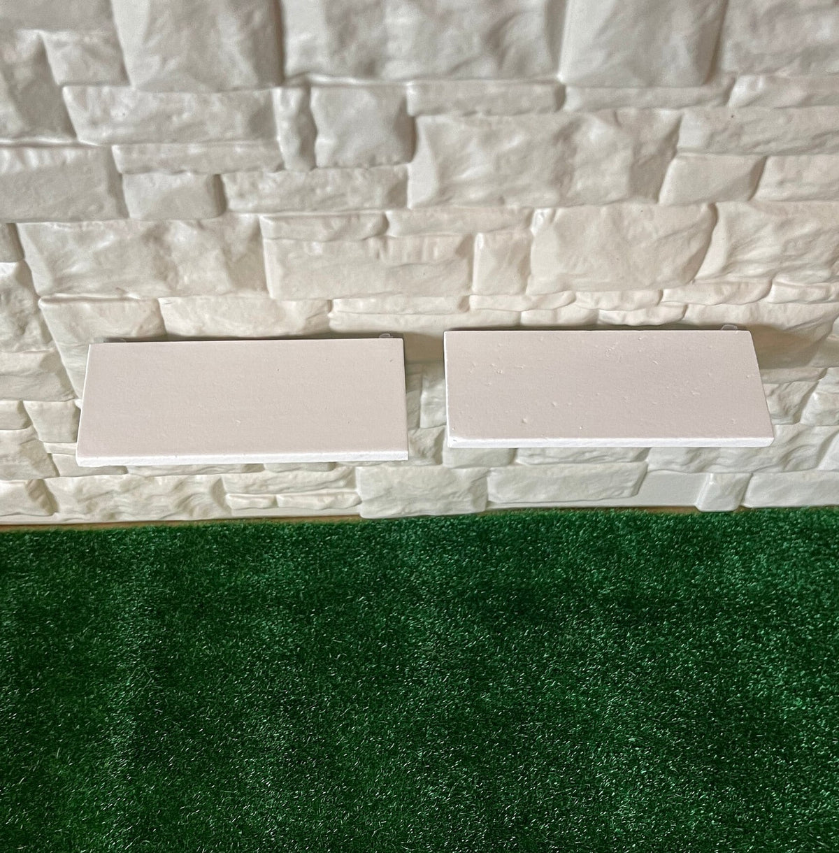 1:12 Scale Miniature Wood Wall Shelves with Brackets, Set of 2, 2-3/4 inch long, DIY Dollhouse Supply (white)