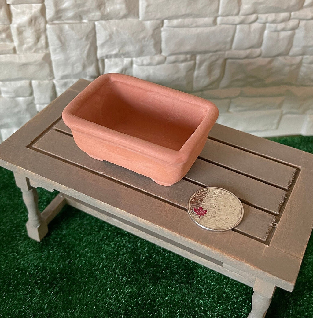 1:12 Scale Miniature Terracotta Trough Planter with Feet, 2-1/2 inch long, DIY Dollhouse Supply
