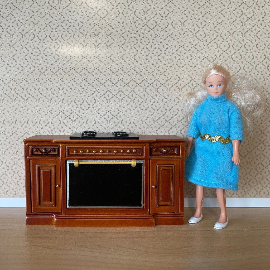 1:12 Dollhouse Supplies Miniature Kitchen Stove , Miniature Kitchen Range with Cook Top , Oven Range and Storage - K023