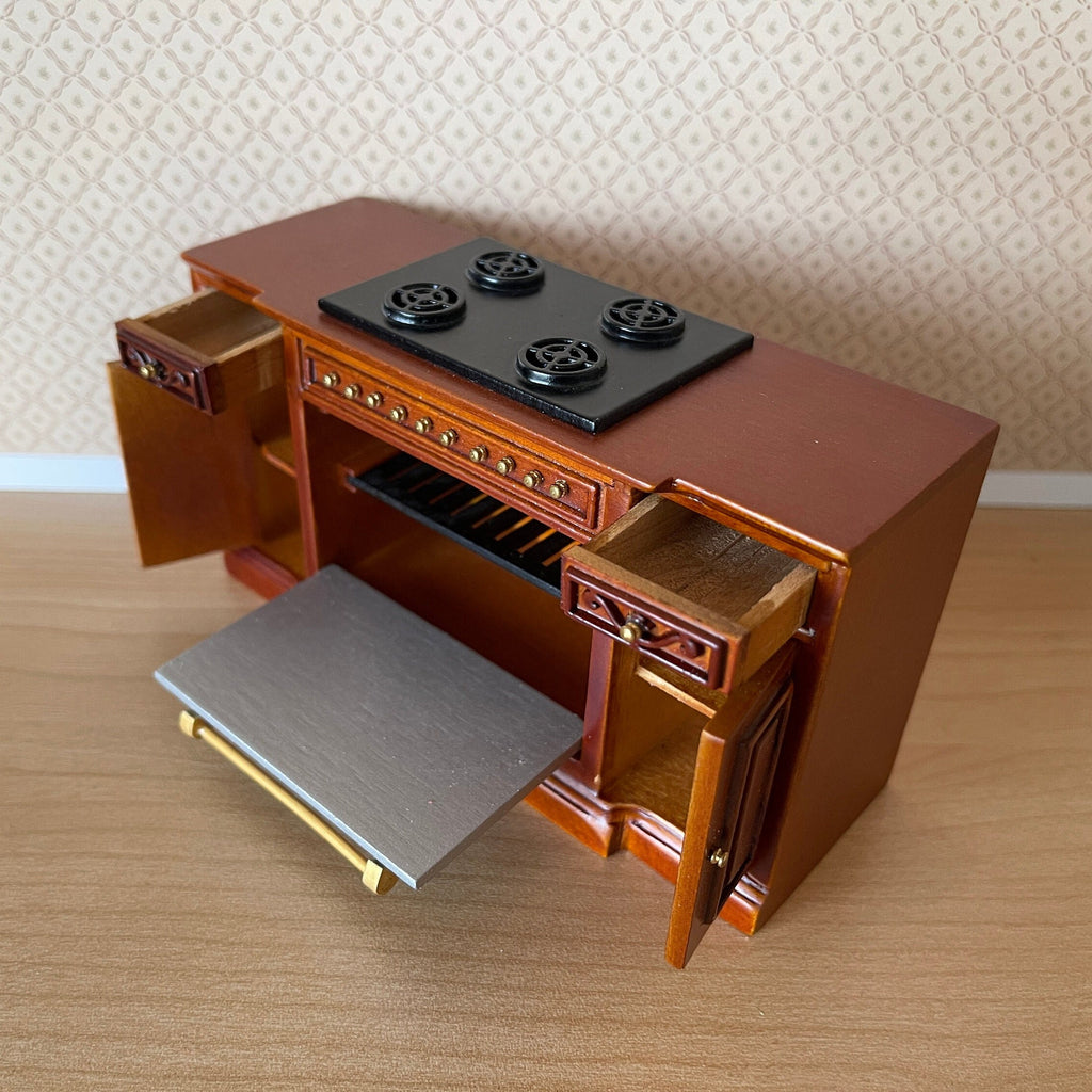 1:12 Dollhouse Supplies Miniature Kitchen Stove , Miniature Kitchen Range with Cook Top , Oven Range and Storage - K023