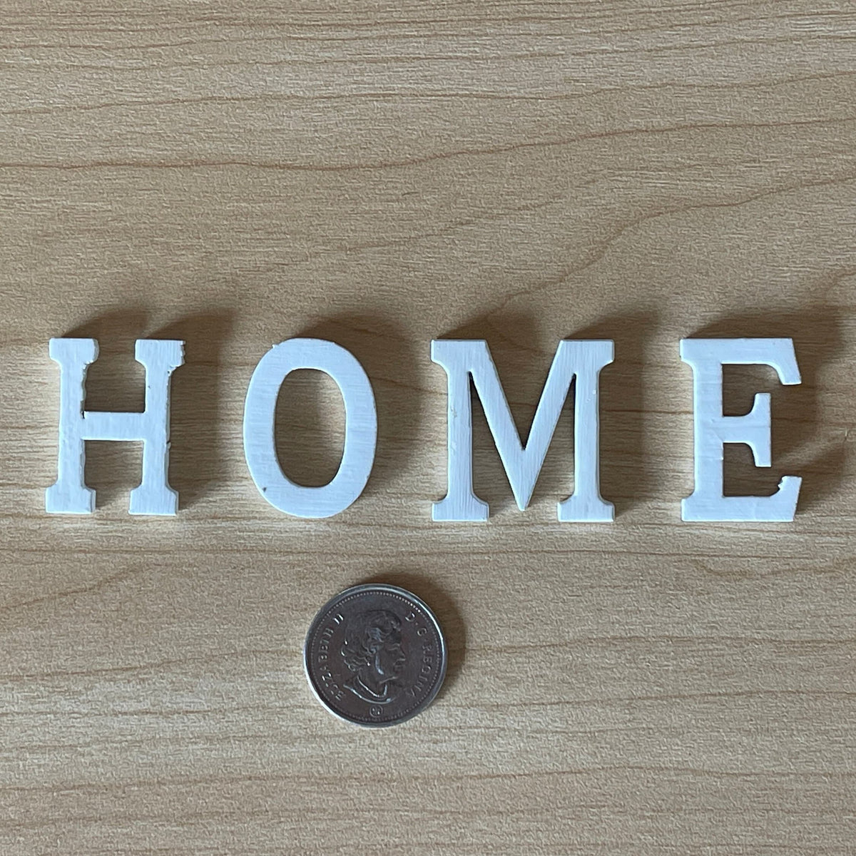 1:12 Scale Miniature Wood HOME Letters, Set of 4, 1-3/16 inch tall, DIY Dollhouse Supply (white)