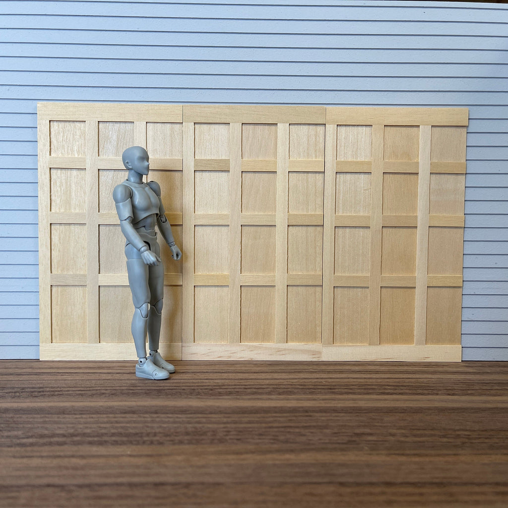 1:12 Scale Miniature Dollhouse Tudor Square Grid Wood Wall Panels, Set of 3, 7-1/16 inch tall