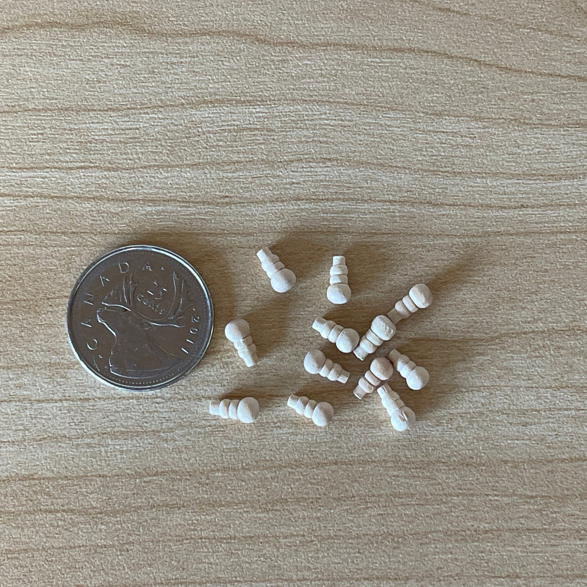 1:12 Scale Miniature Unpainted Turned Wood Knobs, Set of 12, 1/4 inch long, DIY Dollhouse Supply