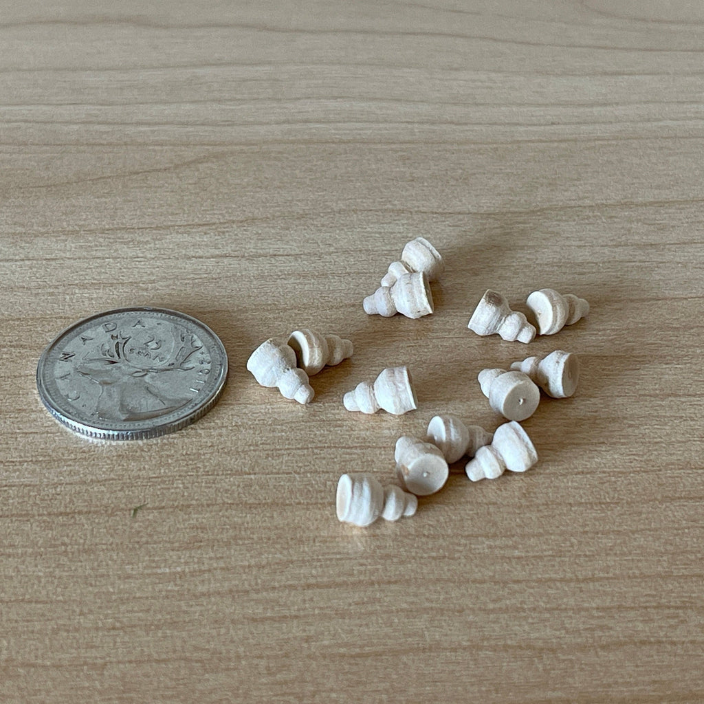 1:12 Scale Miniature Unpainted Turned Wood Beehive Knobs, Set of 12, 1/4 inch tall, DIY Dollhouse Supply