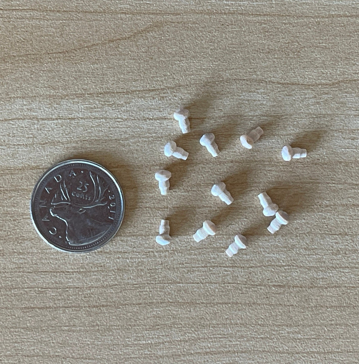 1:12 Scale Miniature Unpainted Wood Mushroom Dollhouse Door Knobs, Set of 12, 3/16 inch dia.