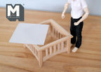1:12 Scale Miniature Unpainted Wood Coffee Table, Slatted Sides, 2-15/16 inch square, DIY Dollhouse Supply
