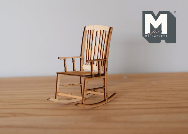 Dollhouse miniature unfinished / unpainted furniture / unfinished rocking chair dolls house furniture rocker 1 12th scale miniature - WS5D