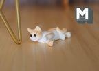 1:12 Scale Miniature Lying Cat, 1-3/4 inch long, DIY Dollhouse Supply (ginger and white)