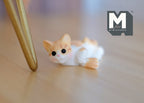 1:12 Scale Miniature Lying Cat, 1-3/4 inch long, DIY Dollhouse Supply (ginger and white)