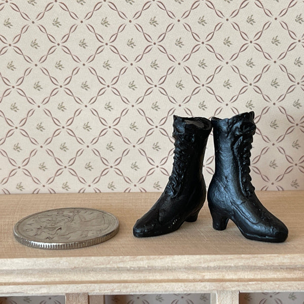 Miniature Victorian Style Mid Calf Boots , Women's Boots , Miniature Booties 1:12 Scale - G075