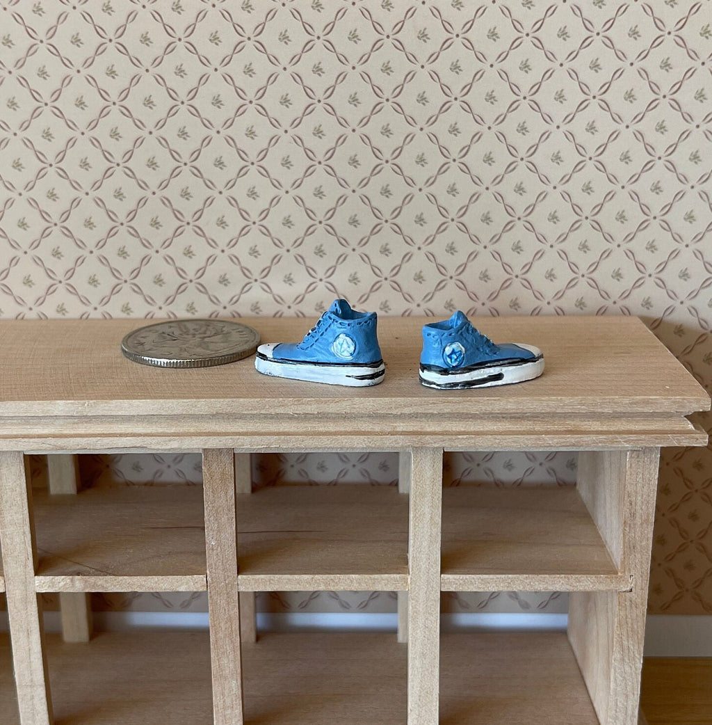 1:12 Scale Miniature Sneakers, 1 Pair, 7/8 inch long, DIY Dollhouse Supply (blue)