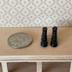 1:12 Scale Miniature Children's Lace Up Boots, Pair, 11/16 inch long, DIY Dollhouse Supply (black)