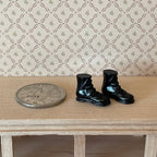 1:12 Scale Miniature Children's Lace Up Boots, Pair, 11/16 inch long, DIY Dollhouse Supply (black)
