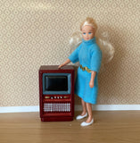 1:12 Miniature Retro Style Television , Wooden TV , Table Television , Table TV from 60s - C090