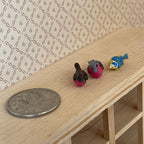 1:12 Scale Miniature Small Birds, Assorted Colors, Set of 3, 3/4 inch long, DIY Dollhouse Supply