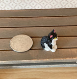 1:12 Miniature Black and White Cat , Miniature Sitting Cat (style B) - C064