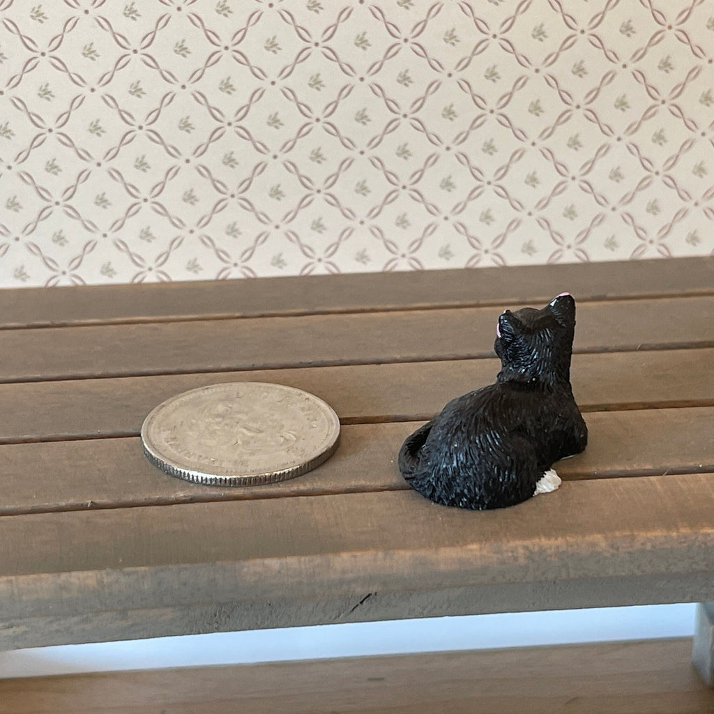 1:12 Scale Miniature Lying Cat, 1 inch long, DIY Dollhouse Supply (black and white) (style A)
