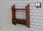 1:12 Scale Miniature Wood Wall Shelf with Drawer, 2-15/16 inch tall, DIY Dollhouse Supply (walnut)