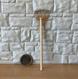 Dollhouse Leaf Rake , Garden Rake , Miniature Leaf Broom , Lawn Sweeper , 1:12 Scale Grass Harrow - E066