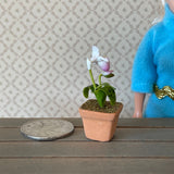 Dollhouse Supplies potted flower / dolls house Clay Orchid / decoration living room 1 12th scale miniature - F085
