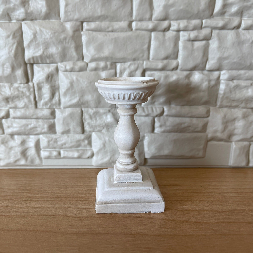 1:12 Scale Miniature Pedestal Bird Bath Fountain, Square Base, 2-3/4 inch tall, DIY Dollhouse Supply (cast resin) (white)