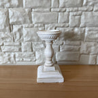 1:12 Scale Miniature Pedestal Bird Bath Fountain, Square Base, 2-3/4 inch tall, DIY Dollhouse Supply (cast resin) (white)