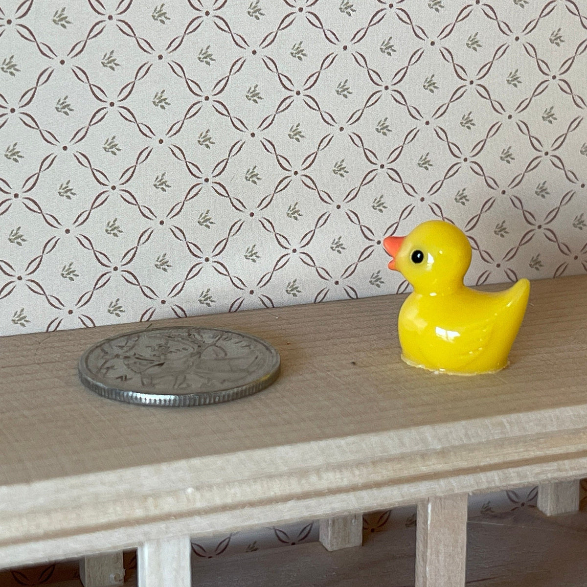 1:12 Scale Miniature Bath Duck, 11/16 inch tall, DIY Dollhouse Supply (yellow) (will not float)