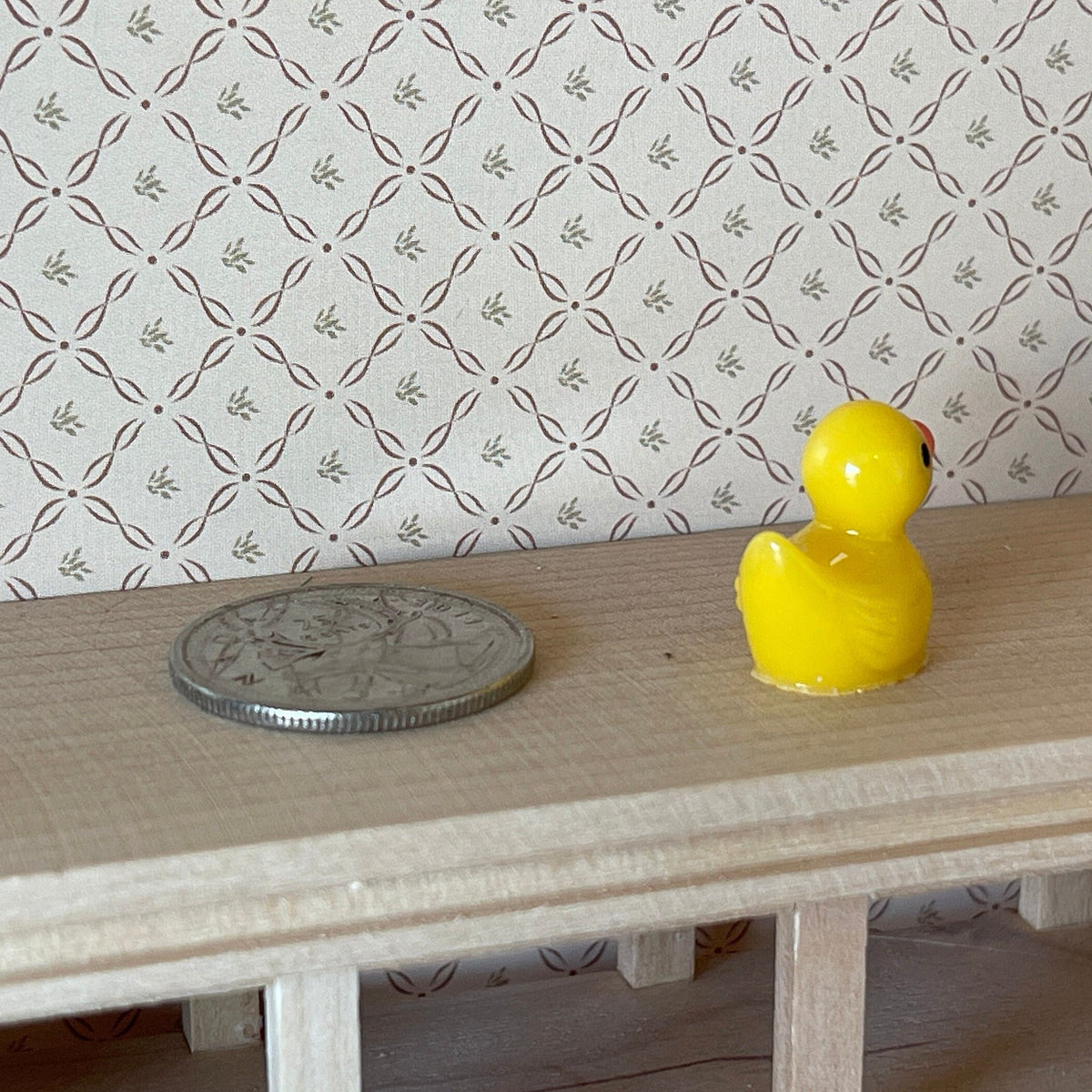 1:12 Scale Miniature Bath Duck, 11/16 inch tall, DIY Dollhouse Supply (yellow) (will not float)