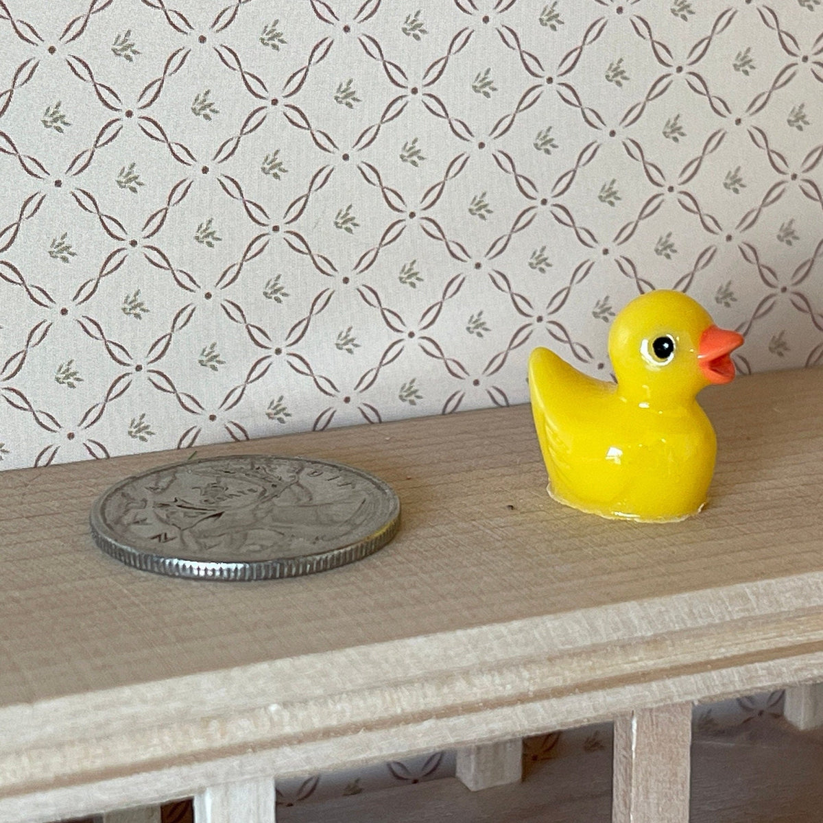 1:12 Scale Miniature Bath Duck, 11/16 inch tall, DIY Dollhouse Supply (yellow) (will not float)