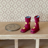 1:12 Miniature Rubber Boots , Flowers Rain Boots , Waterproof Boots - G074