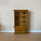 1:12 Scale Miniature Wood Dish Cabinet with Glass Doors and Drawers, 6 inch tall, DIY Dollhouse Supply (walnut)