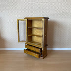 1:12 Scale Miniature Wood Dish Cabinet with Glass Doors and Drawers, 6 inch tall, DIY Dollhouse Supply (walnut)