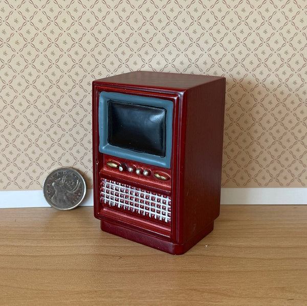 1:12 Miniature Retro Style Television , Wooden TV , Table Television , Table TV from 60s - C090