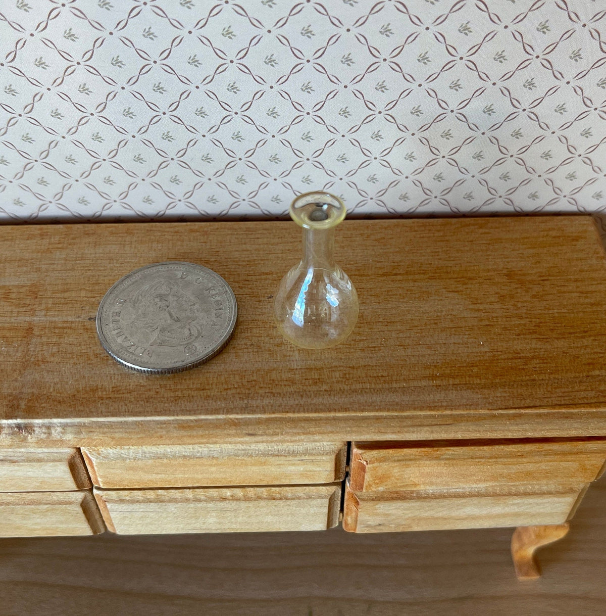 1:12 Scale Miniature Glass Decanter Vase, 1 inch tall, DIY Dollhouse Supply (clear)