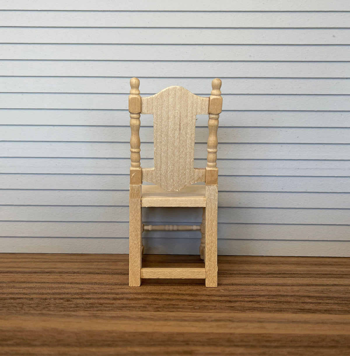 1:12 Scale Miniature Unpainted Wood Dining Chair, Shaped Back Splat, 3-15/16 inch tall, DIY Dollhouse Supply