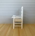 1:12 Scale Miniature Wood Ladder Back Armchair with Woven Seat, 4-3/16 inch tall, DIY Dollhouse Supply (white)