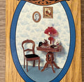 1:12 scale miniature Victorian table, chair and accessories kit, 5 pieces, shown as the box art of a parlor corner